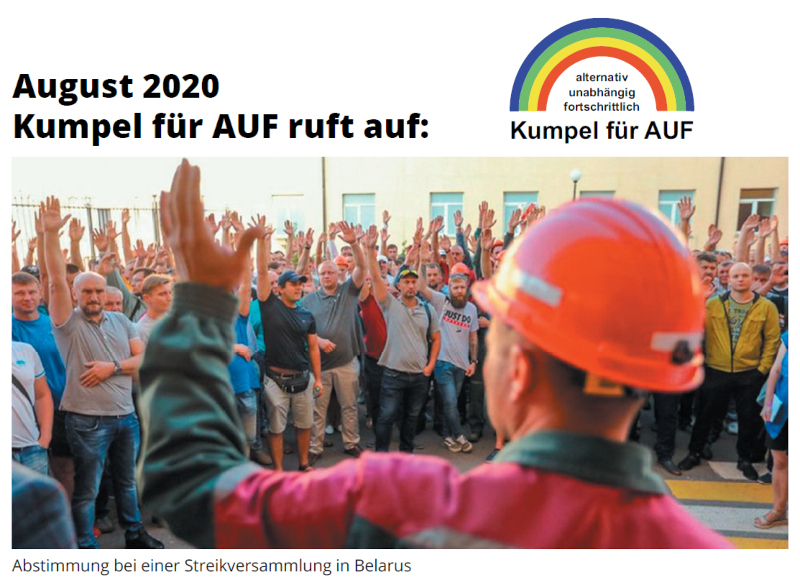 Kumpel für AUF ruft auf: Solidarität mit den streikenden Bergleuten in Belarus!