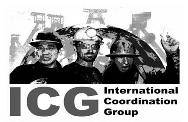 Logo der Internationen Koordinierung der Bergarbeiter (International Miners Coordination)
