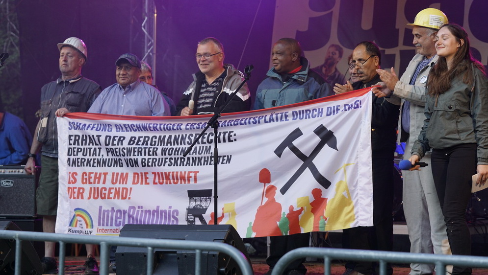Bergleute zusammen mit dem Internationalistischen Bündnis beim 19. internationalen Pfingstjugendtreffen - sicher auch dieses Jahr wieder dabei
