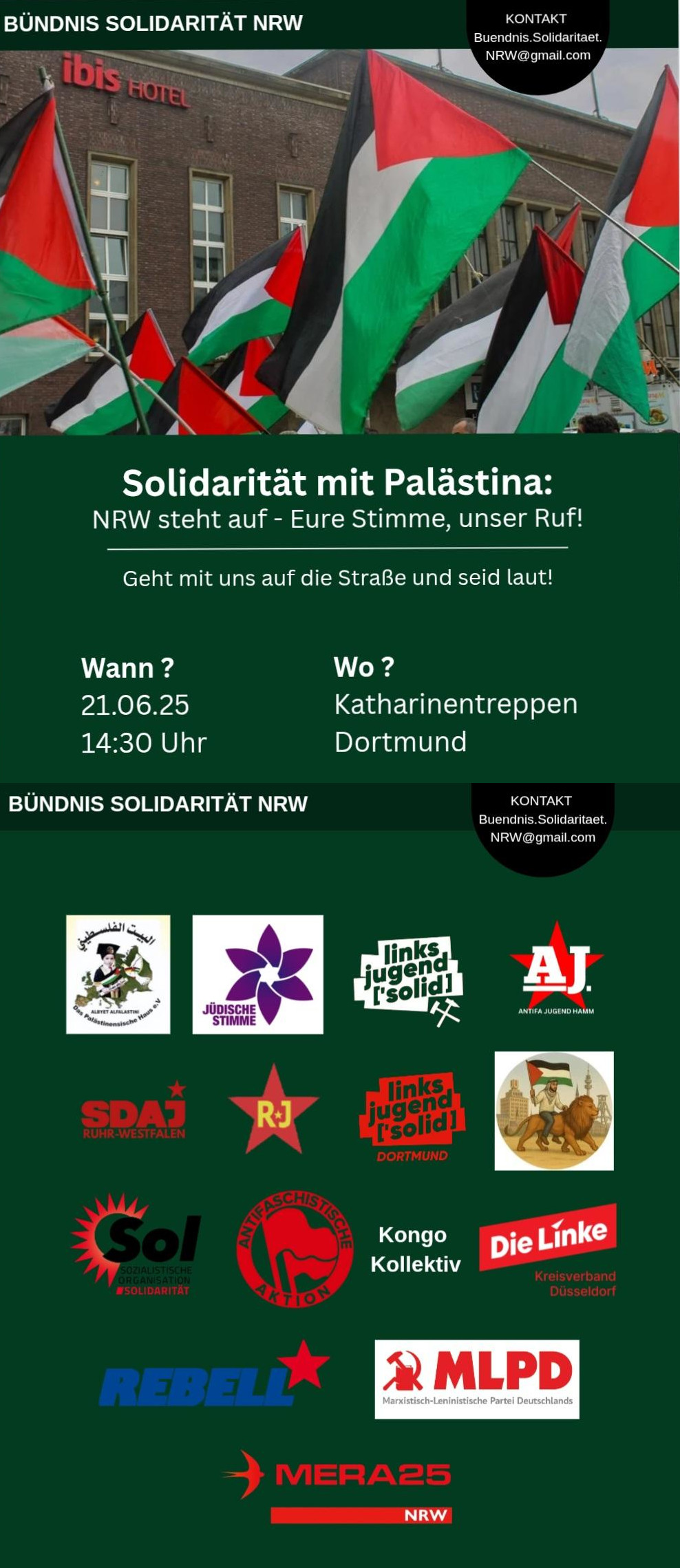 Soli Demo mit Palästina in Dortmund am 21.6.2025