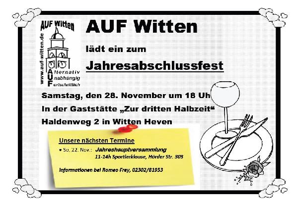 Einladung zum Jahresabschlussfest 2015 von AUF Witten